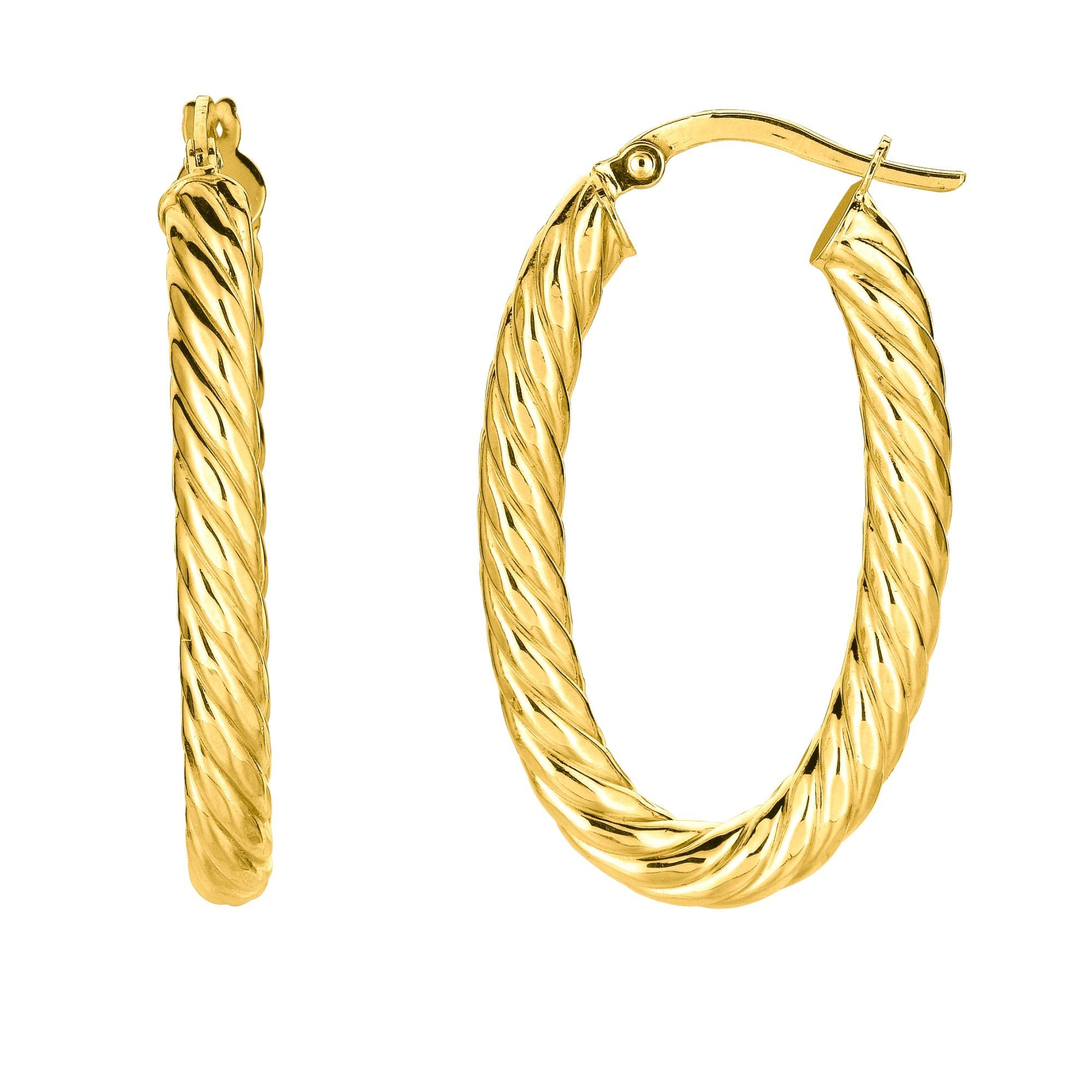 Large Twisted Gold Pearl Hoop Earrings | hardtofind.