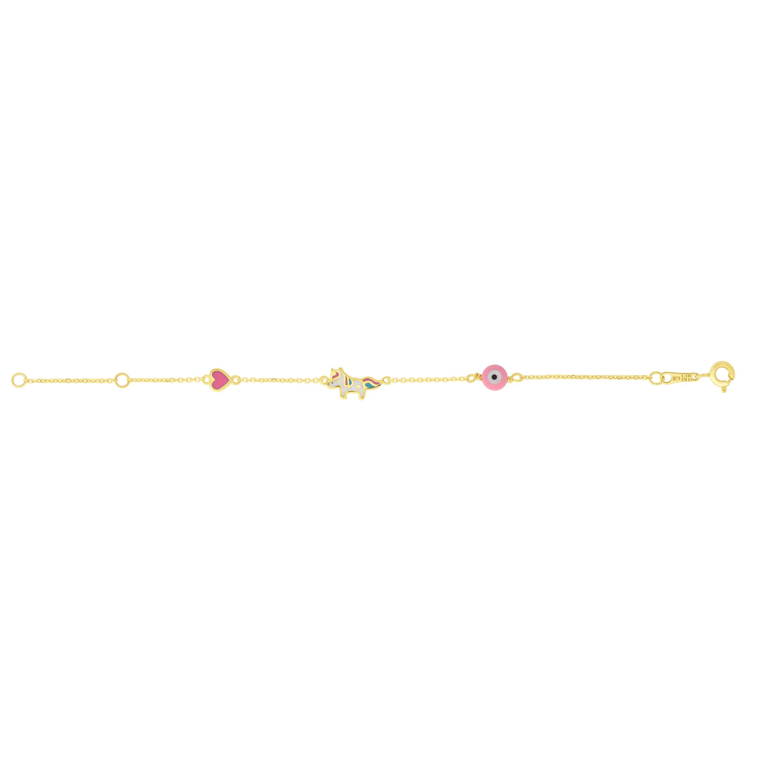 Royal Chain 14K Gold Enamel Unicorn Bracelet RC9771-0550