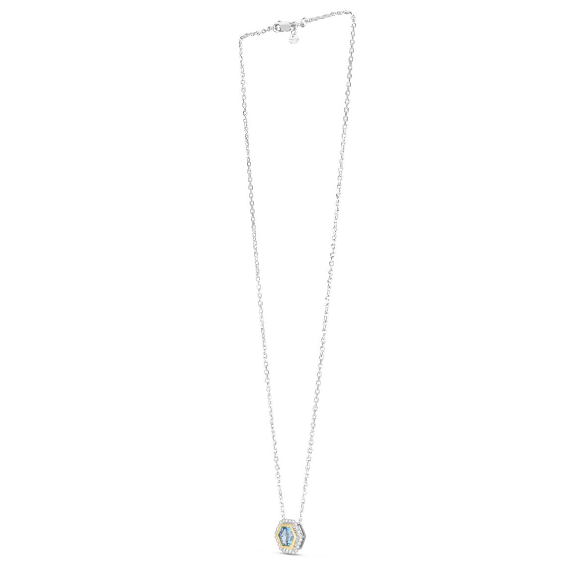 sils3369-18 Silver & 18K Blue Topaz Popcorn Hexagon Necklace | Royal ...