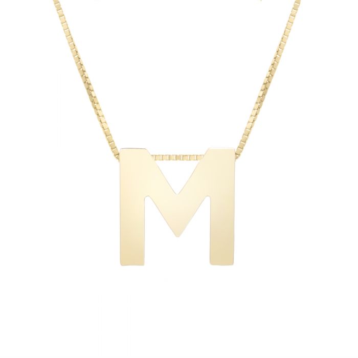 gold block letter initial necklace