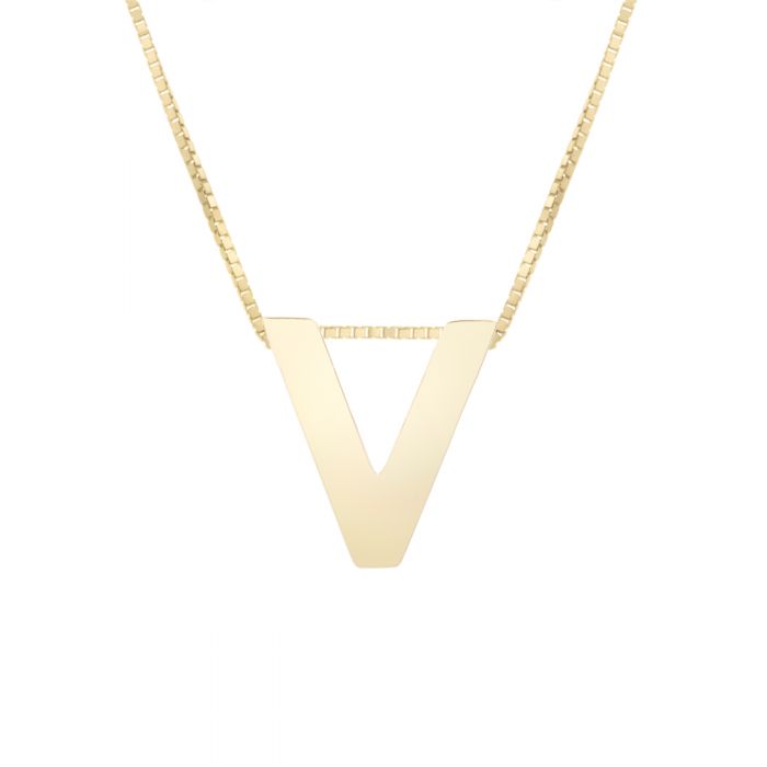 gold block letter initial necklace