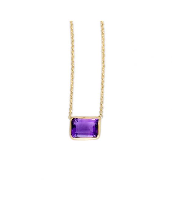 RC11897-18 14K Gold Emerald Cut Garnet Necklace | Royal Chain Group