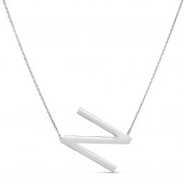 Necklace - Silver Letter V