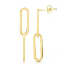 ER11278 14K Gold Two Link Paperclip Drop Earrings | Royal Chain Group