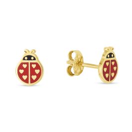 14K Yellow high quality Gold Madi K Collection Enamel Ladybug Post Earrings