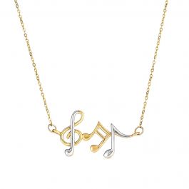N3634 14K Gold Music Notes Necklace | Royal Chain Group