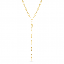 Paper Clip Chain Y-Necklace with Lobster Lock gold