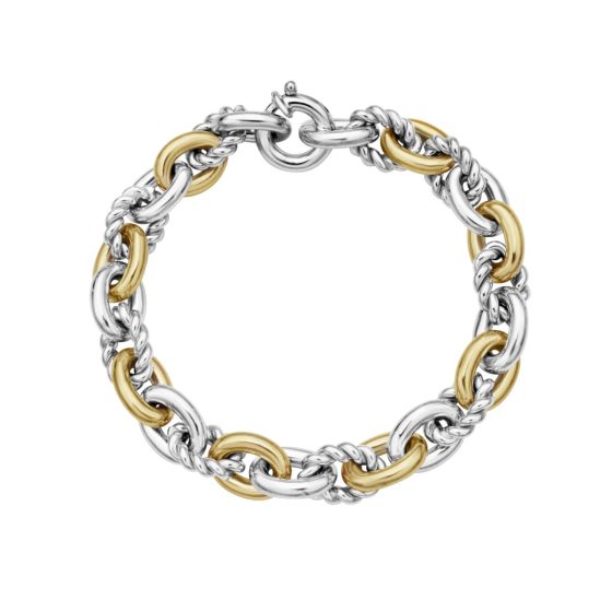 silc18105-0825 Silver & 18K Gold Cable Bold Link Bracelet | Royal Chain ...